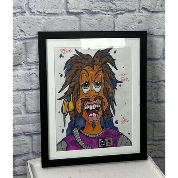 Alien Art Work Weird Creations Original Marker Drawing Signed Matted Framed - Picture 5 of 11